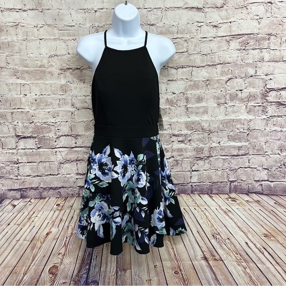 Speechless Black Floral Fit & Flare Sleeveless Dress - Picture 1 of 14